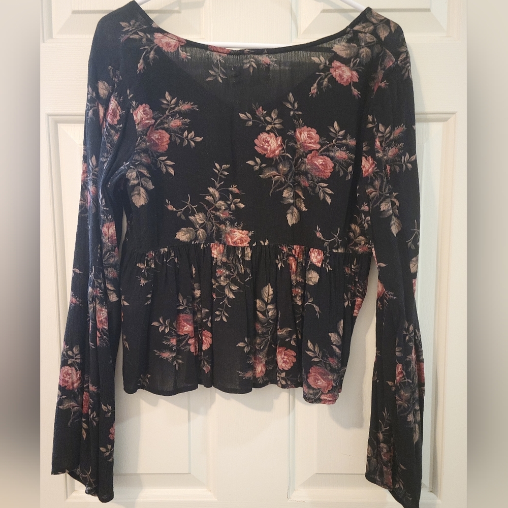 Y2K Ralph Lauren Denim & Supply Peplum Baby Doll Bell Sleeve Top, M - Picture 5 of 5